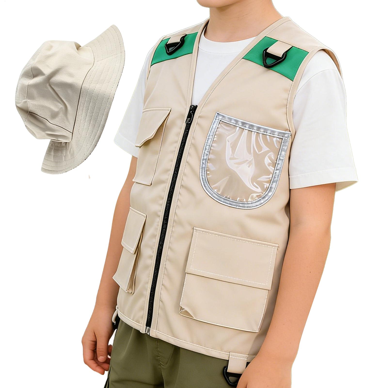 Outdoor Adventure Logo - เสื้อกั๊กเด็กสำหรับกิจกรรมกลางแจ้ง 1 ชิ้น ขายดี พร้อมหมวก อุปกรณ์ตั้งแคมป์