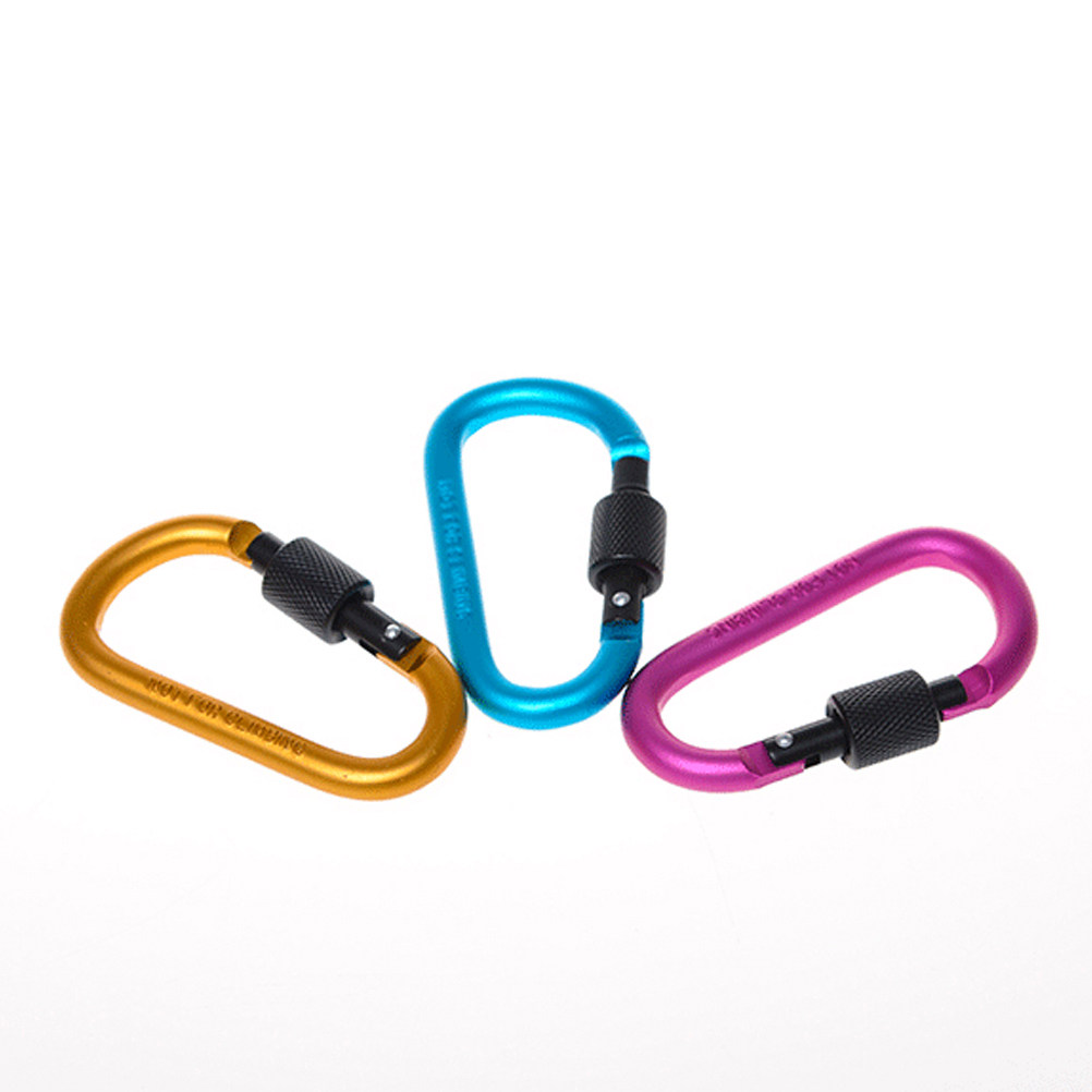Carabiner Locking D - 1 ชิ้น พวงกุญแจคาราบิเนอร์ล็อคคุณภาพพรีเมียม คลิปห่วงตัวดีริงอะลูมิเนียมอัลลอยด์แข็งแรงทนทาน สำหรับกุญแจ ไฟฉาย