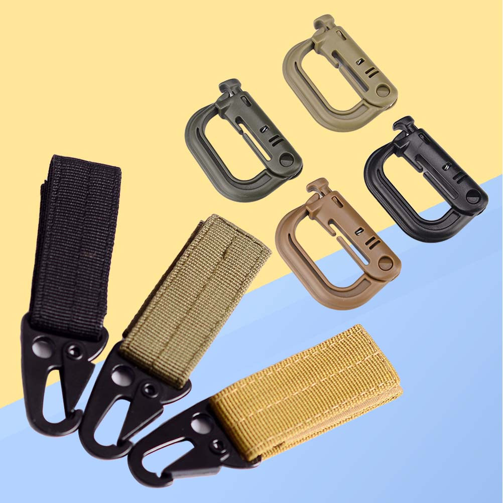 Carabiner Locking D - 7 ชิ้น คาราบิเนอร์รูปตัว D ล็อคได้ พร้อมสายริบบิ้นไนลอน