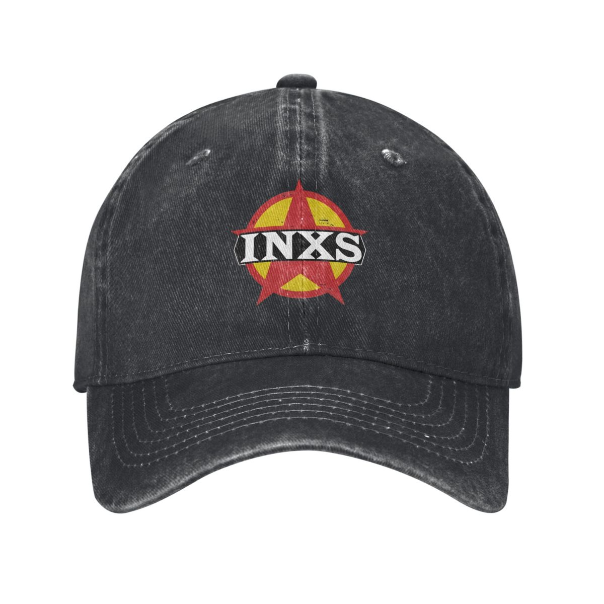 Outdoor Adventure Logo - หมวกยีนส์ INXS ลายโลโก้ดาว สไตล์วินเทจ เรโทร กราฟิก