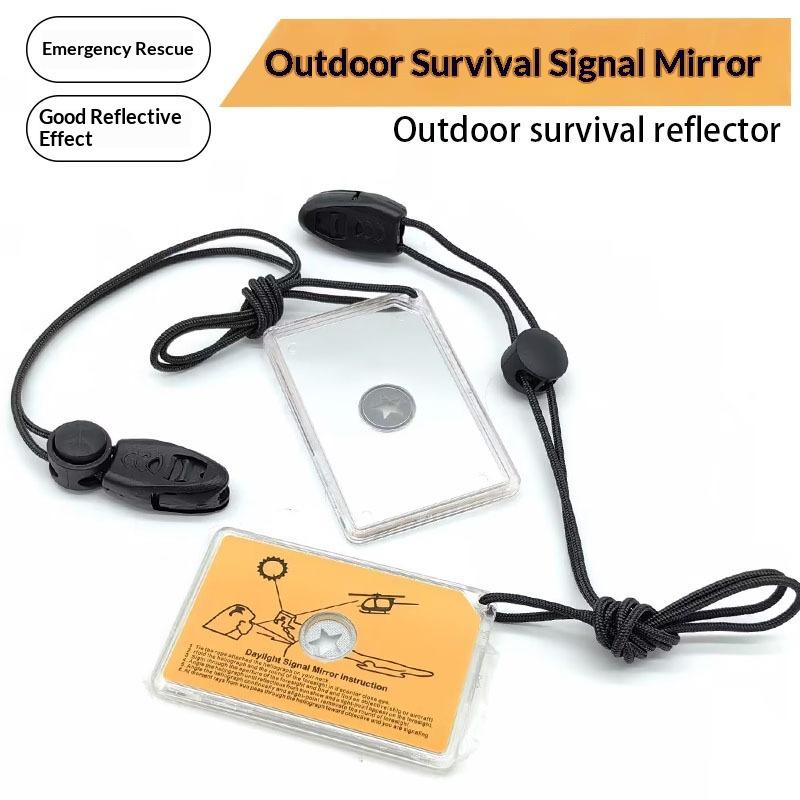 Signal Mirror Rescue - กระจกสะท้อนแสงสำหรับการเอาตัวรอดกลางแจ้ง กระจกสะท้อนแสงฉุกเฉินแบบพกพา สำหรับการตั้งแคมป์ เดินป่า และเครื่องมือช่วยเหลือในพื้นที่ป่า