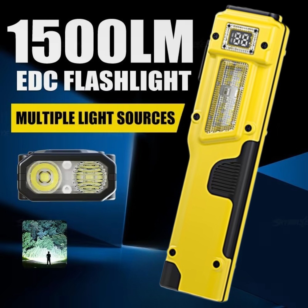 Outdoor Adventure Camp - ไฟฉาย LED แบบชาร์จไฟได้ EDC บางเฉียบ พร้อมจอแสดงผลแบตเตอรี่